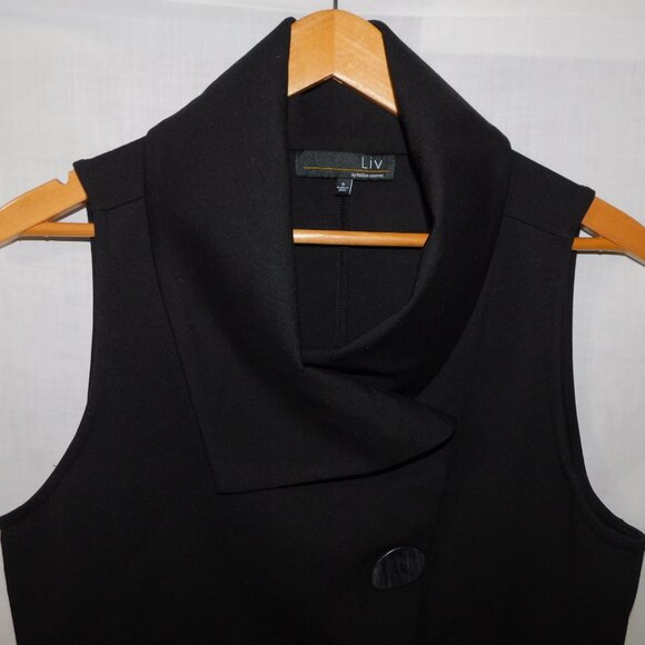 LIV by Habitat Womens Small Black Ponte Knit BROOKLYN Asymmetrical Vest - Picture 3 of 11